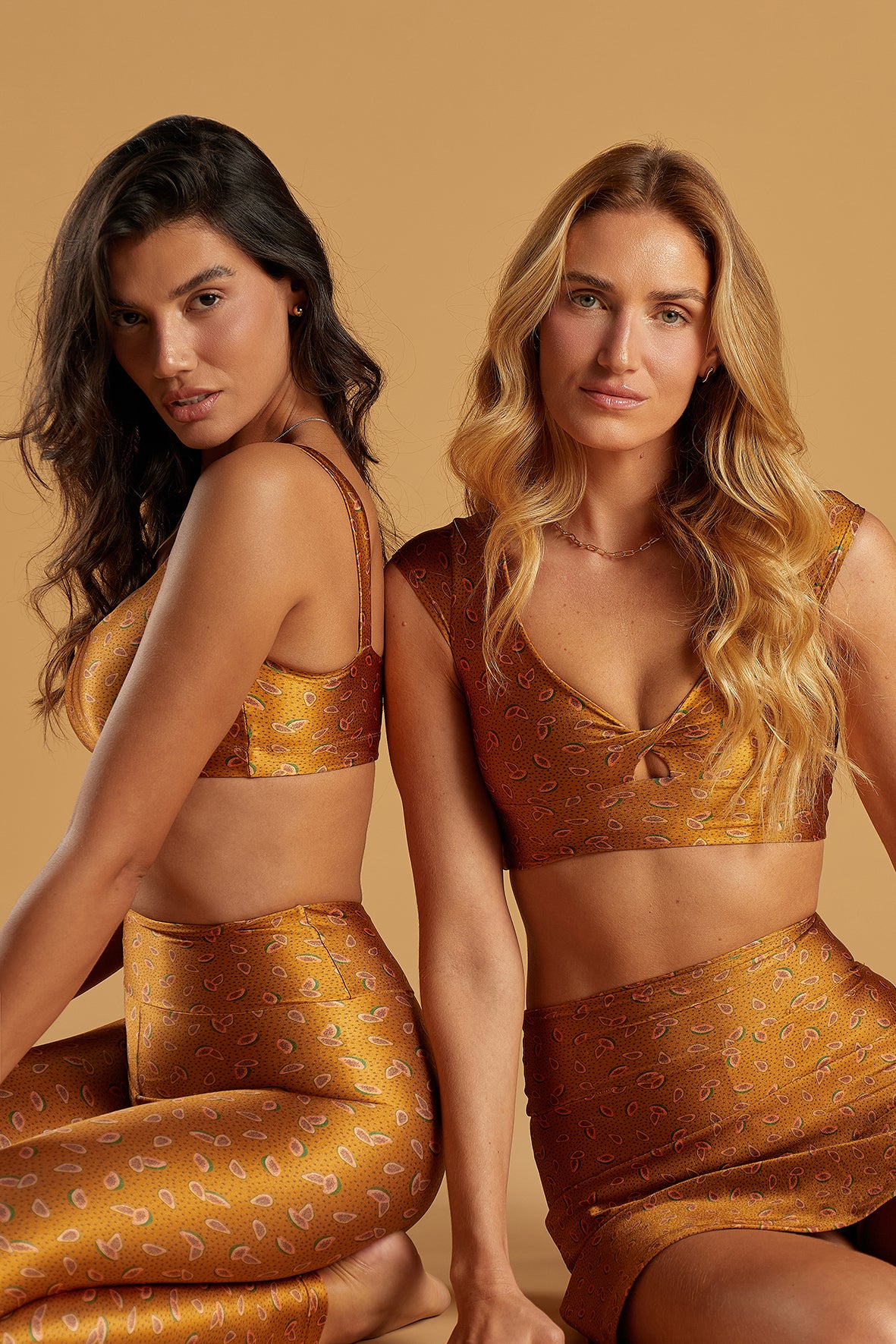 Nova Rio Twist Top Golden Papaya women’s activewear top lifestyle view